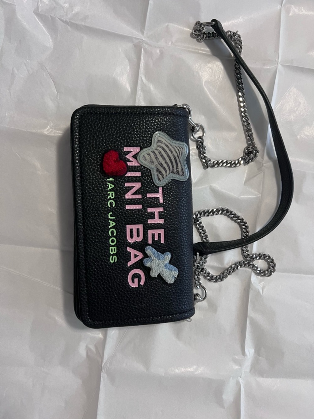 Marc Jacobs Black Leather Mini Crossbody with Colorful Patches - Picture 3 of 6